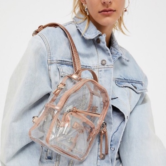 clear rose gold backpack